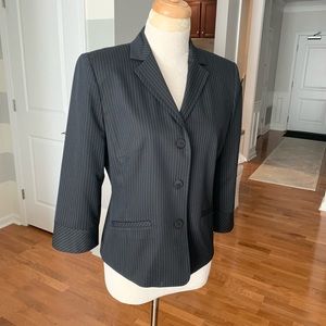 Ann Taylor Suit Jacket Coat, Black Striped, Size 6